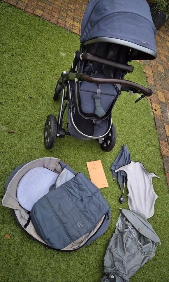 Joolz Geo 2 mono quadro blu kinderwagen met veel accessoires, Gebruikt, Verstelbare duwstang, Ophalen, Kinderwagen
