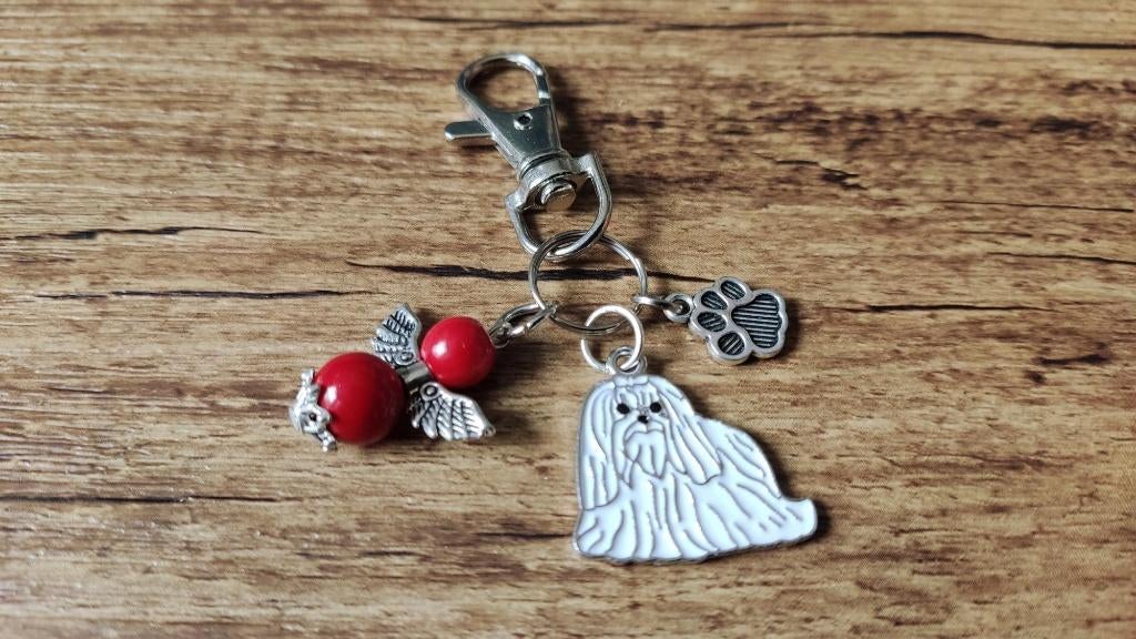 Sleutelhanger Shih tzu emaille met guardian angel, Verzenden, Nieuw