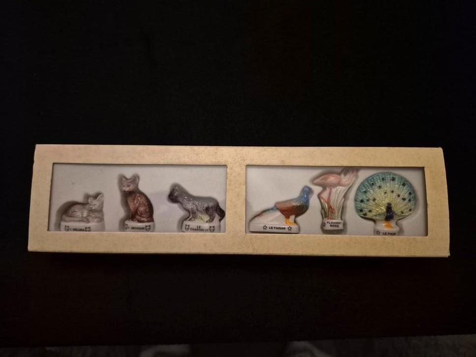 Fèves Atlas poezen/vogels in originele doos - 6 stuks, Verzamelen, Ophalen of Verzenden, Nieuw