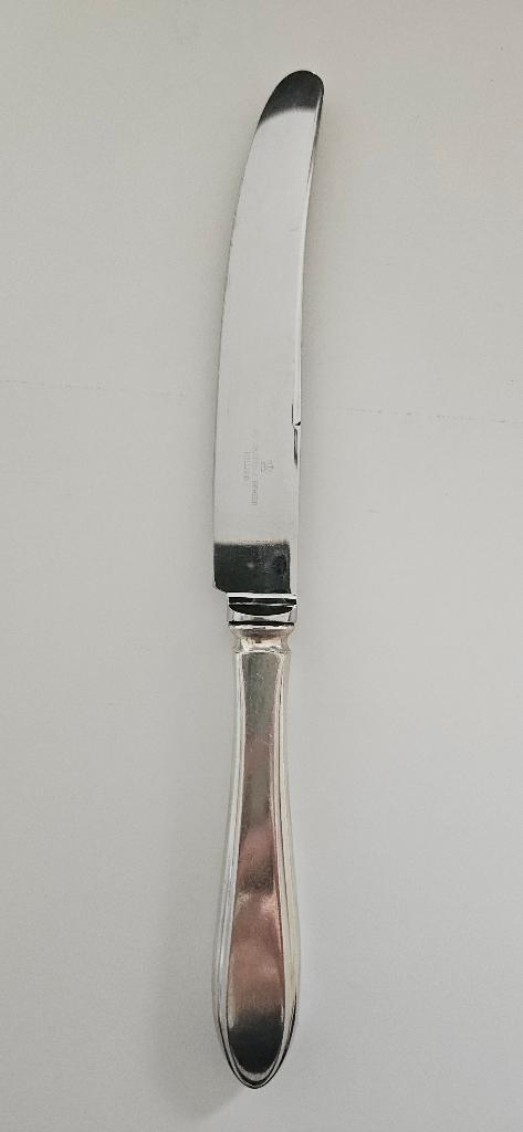 Verzilverd diner mes, roestvrij lemmet, van Kempen en Begeer, Ophalen of Verzenden, Gebruikt, Zilver