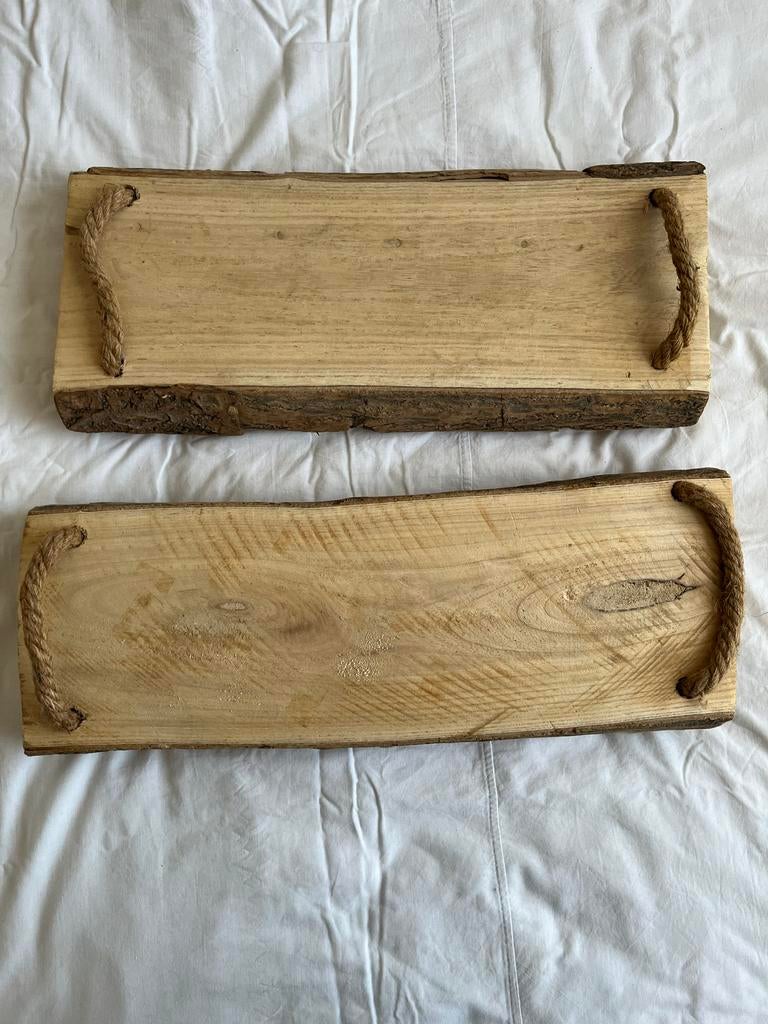 Houten Serveerplanken Boomstam met Hengsels - Zo Goed Als Ni, Huis en Inrichting, Ophalen, Zo goed als nieuw, Overige vormen, Hout