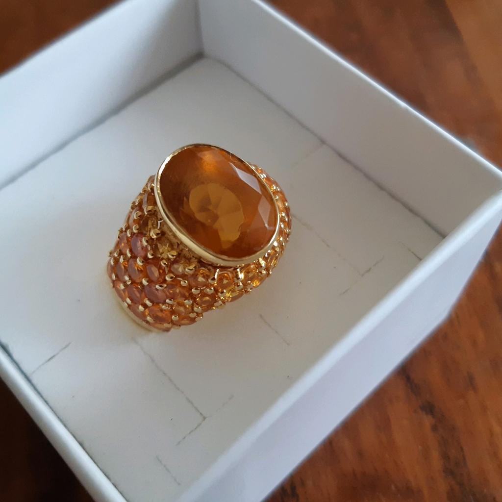 9 Karaat Gouden Ring met Topaas, 18 tot 19, Verzenden, Zo goed als nieuw, Met edelsteen