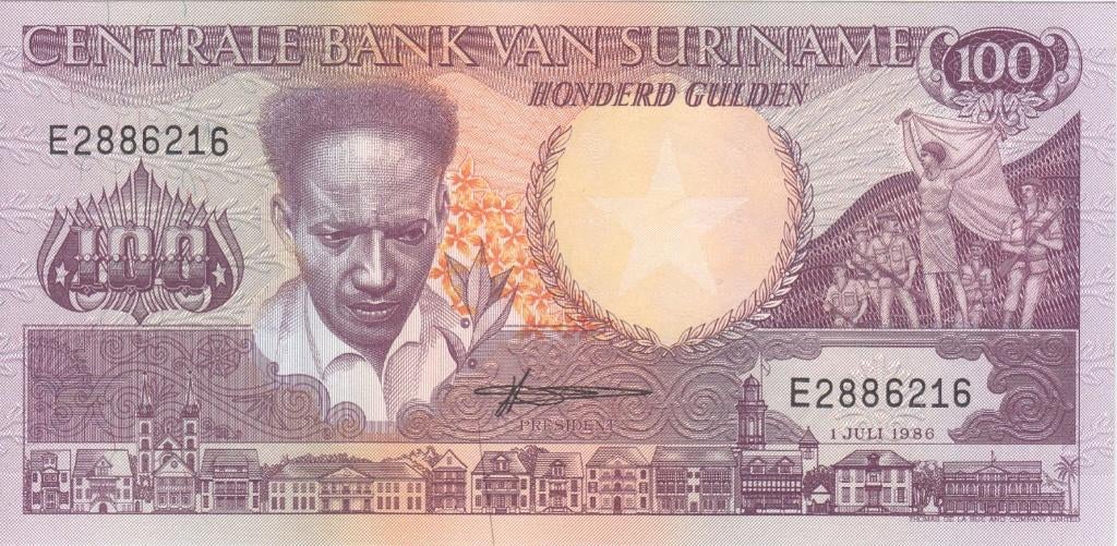 Suriname bankbiljet 100 Gulden 1988 Anton de Kom UNC, Ophalen of Verzenden, Zuid-Amerika, Los biljet