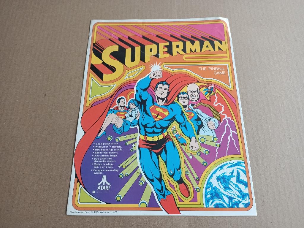 Flyer/ Folder: Atari Superman (1979) Flipperkast, Gebruikt, Elektronisch, Ophalen of Verzenden, Williams