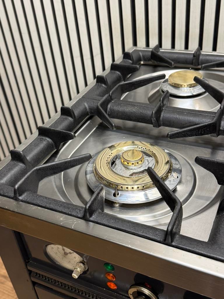 Luxe Boretti Fornuis 4 pits antraciet/chroom 70x60 cm, Fornello Esperta, Refurbished, Energieklasse A of zuiniger, Gas