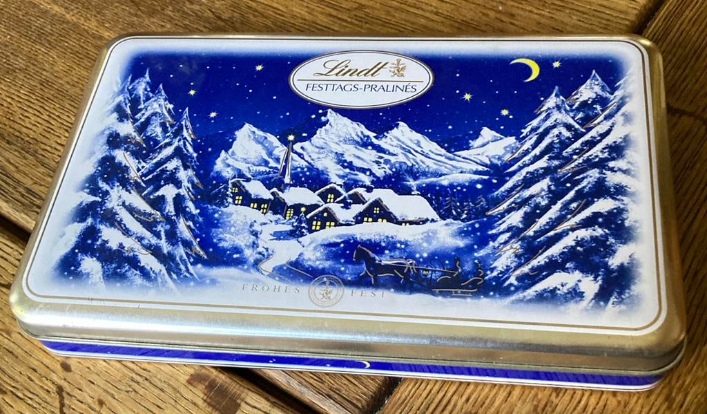 Vintage Lindt Praline Doos blik, Verzamelen, Ophalen of Verzenden, Gebruikt, Overige