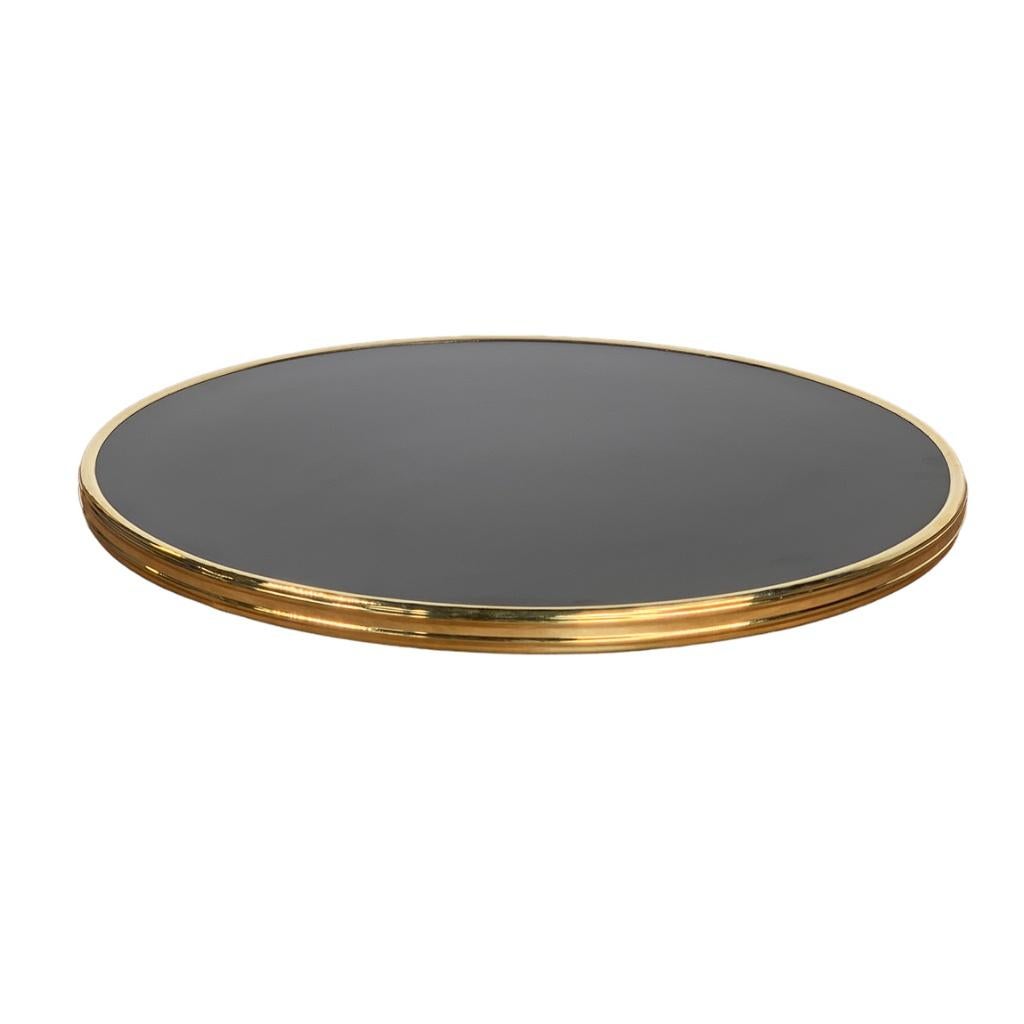 Tafelblad black siyah met messing rand