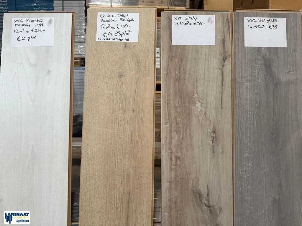 Laminaat en Pvc vanaf €1,00 p/m2 Rest partij 6m2 t/m 400m2, Ophalen, Rest partij Laminaat en Pvc vloeren, 75 m² of meer, Nieuw