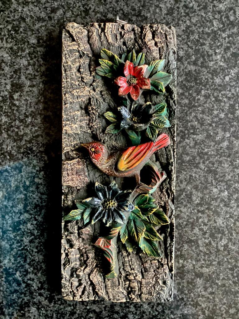 Wanddecoratie, vogel, kunststof, giethars, vintage, Ophalen, Gebruikt