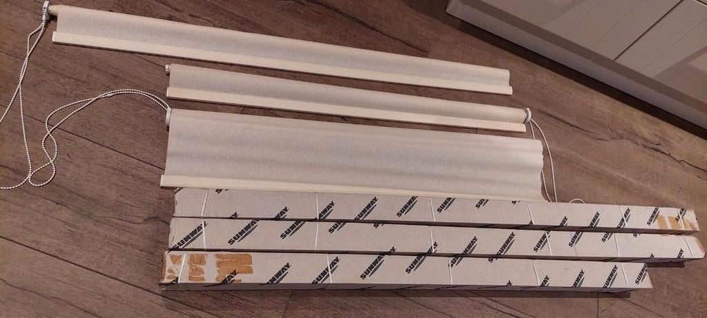 3 nieuwe Sunway rolgordijnen crème - nieuw in verpakking, 100 tot 150 cm, Nieuw, Ophalen of Verzenden, Crème