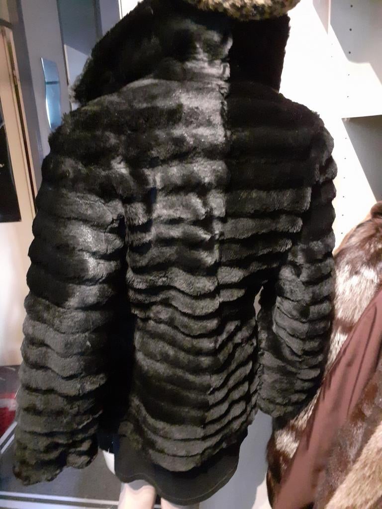 Gitzwarte echte mollen bontjas bont jas bontjasje maat 34/36, Ophalen of Verzenden, Zo goed als nieuw, Maat 34 (XS) of kleiner