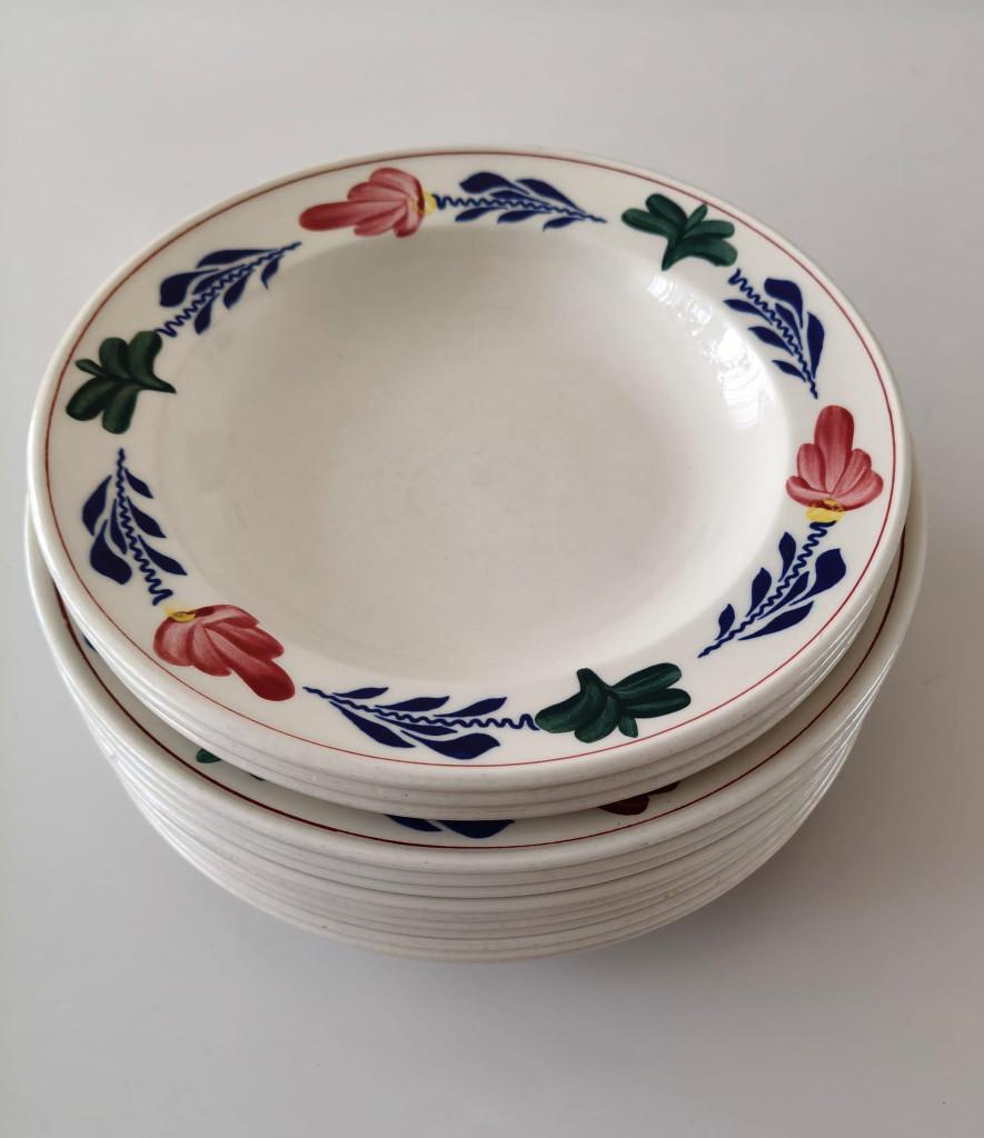 14 Diepe borden Boeren Bont, Ophalen, Gebruikt, Bord(en), Aardewerk