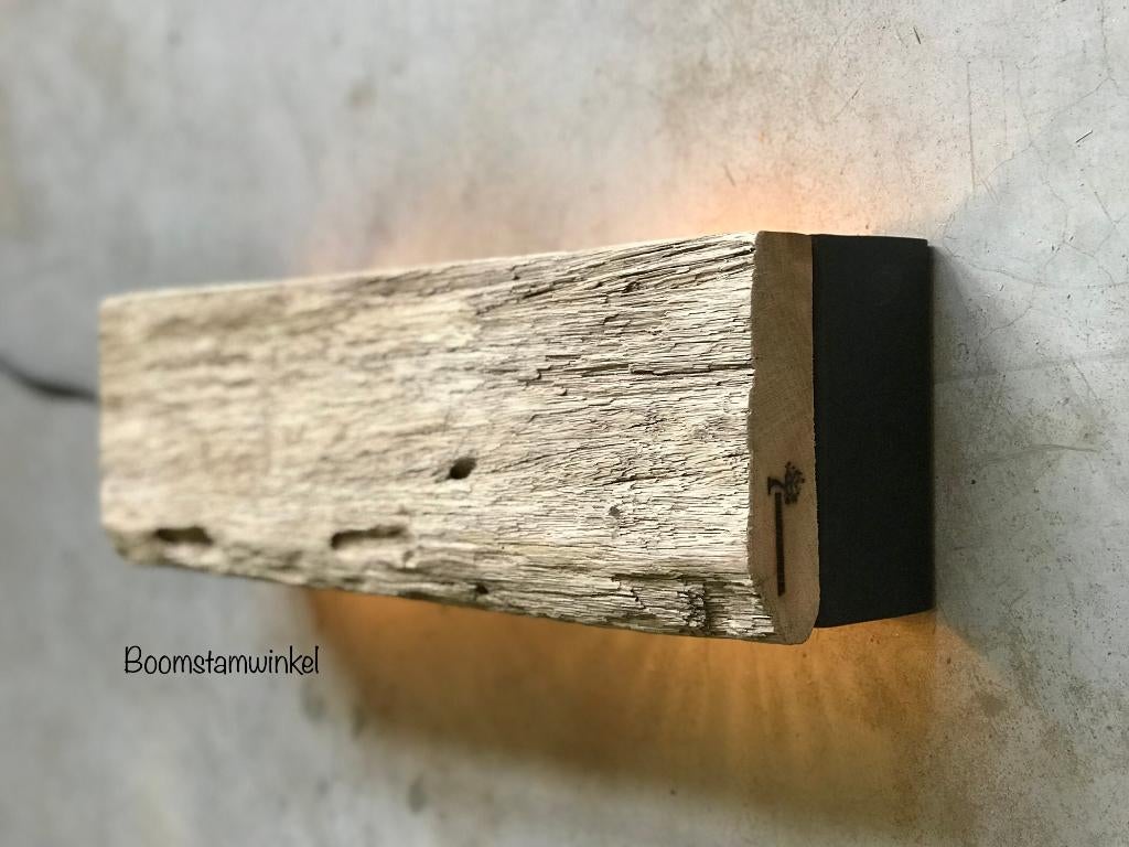 houten wandlamp | boomstam wandlamp | wandlamp oud hout, Ophalen of Verzenden, Nieuw, Hout