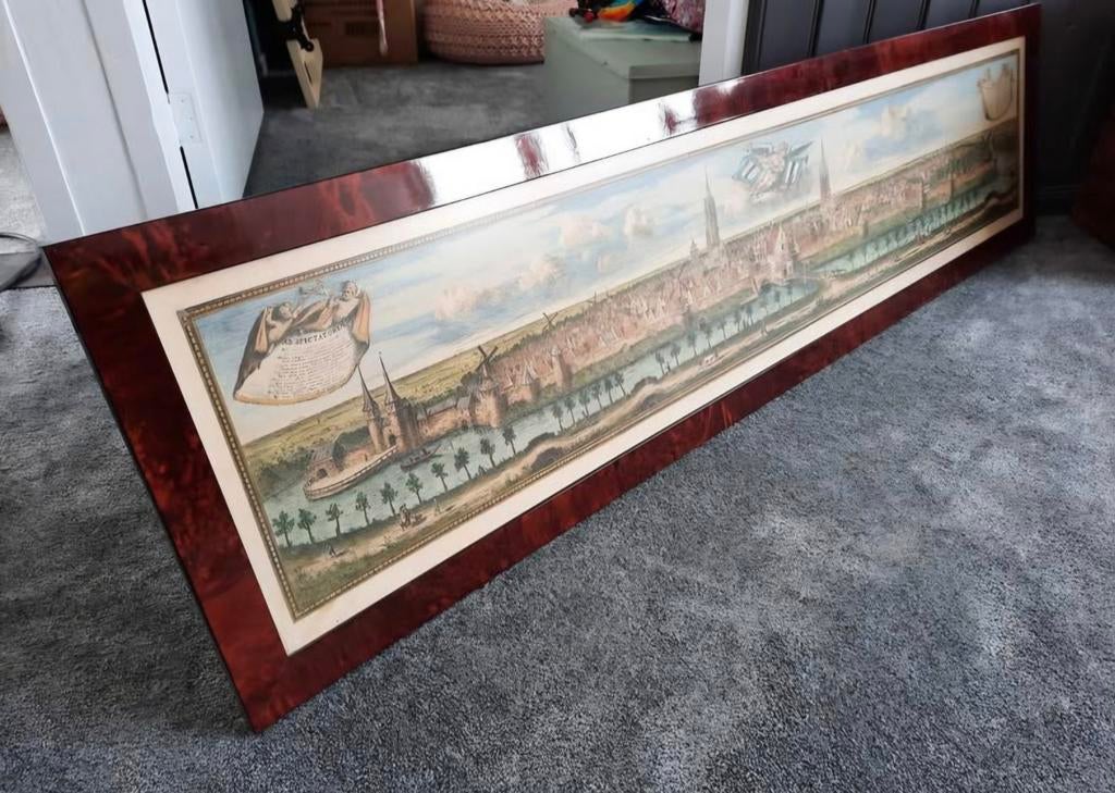 Aangezicht van de Gemeente Delft schilderij / prent, Ophalen, Hout, Raamkozijn