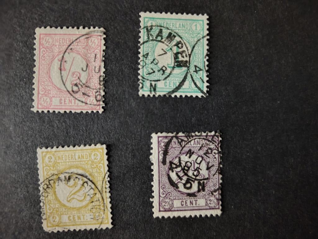 Cijferzegels 1876-1894 NVPH 30-33, Postzegels en Munten, Postzegels | Nederland, Verzenden, T/m 1940, Gestempeld
