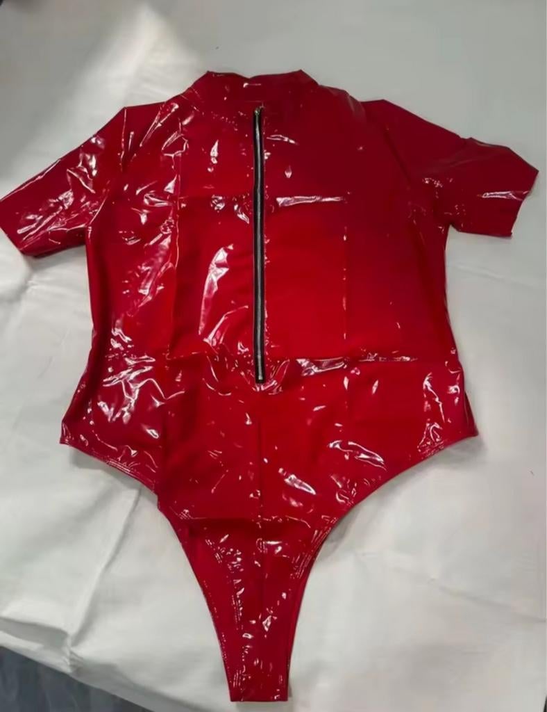 Mooie Rode Lak Bodysuit, tm 3XL, Verzenden, Nieuw
