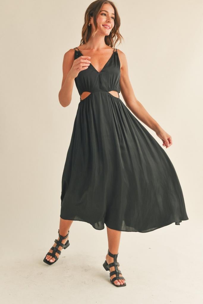 Maje Zwarte jurk met cut-outs, Maat 38/40 (M), Zwart, Nieuw, Ophalen of Verzenden