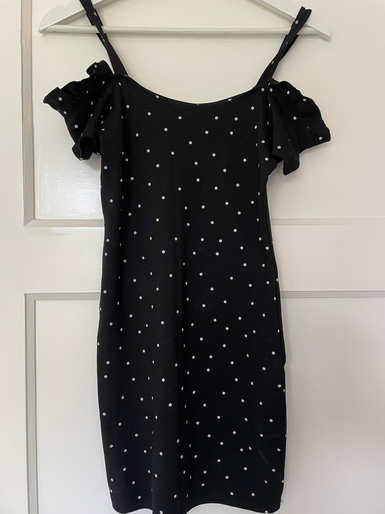 Schattige zwarte jurk witte  polkadots/noppen/stippen / 36, Kleding | Dames, Jurken, Wit, Ophalen of Verzenden, Zo goed als nieuw