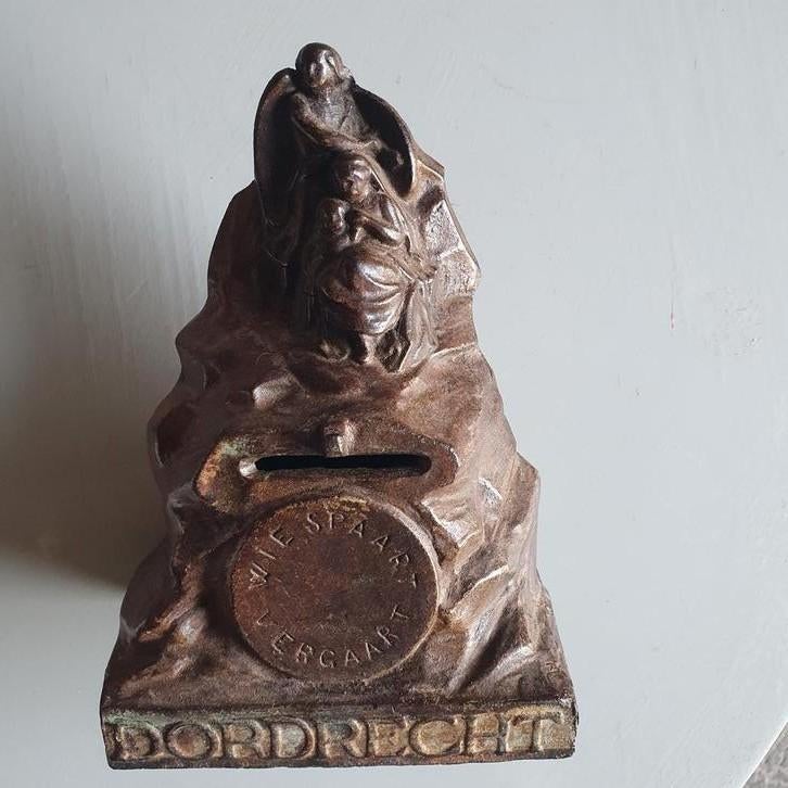 Prachtige gebronsde Amsterdamse school spaarpot., Antiek en Kunst, Kunst | Designobjecten, Ophalen of Verzenden