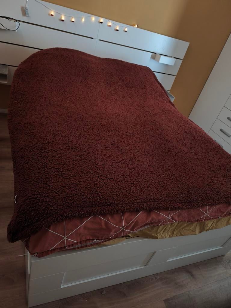 Tweepersoons bed zonder matras, Ophalen, Gebruikt, Wit, Tweepersoons