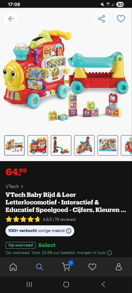 Vtech baby rijd en leer letterlocomotief, Ophalen, Zo goed als nieuw, 6 maanden tot 2 jaar