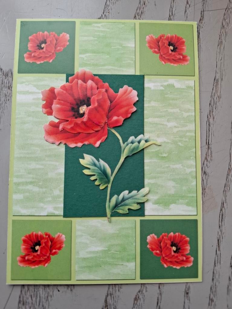 Zelfgemaakte kaart met klaproos, Ophalen of Verzenden, Nieuw