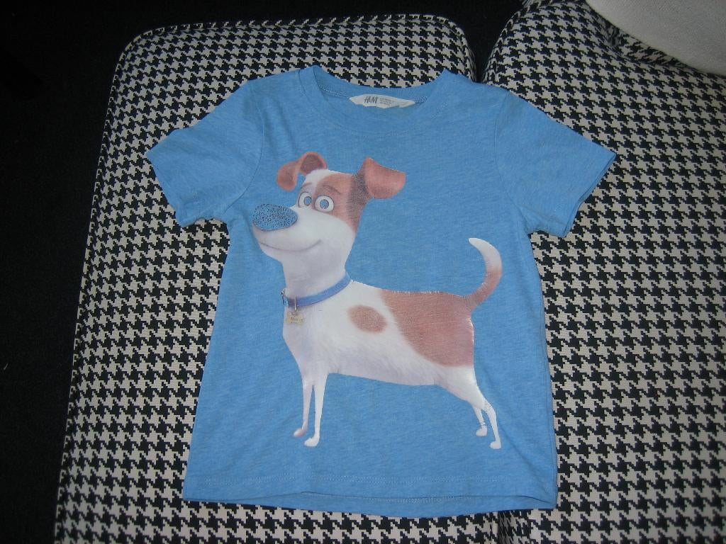 Leuk shirtje maat 98/104 van H&M "secret life of pets 2", Gebruikt, Jongen of Meisje, H&M, Ophalen of Verzenden