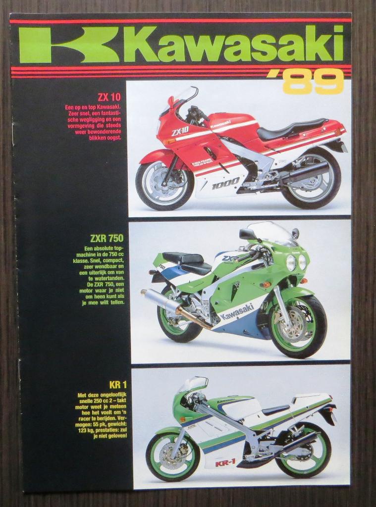 Folder Kawasaki 1989 Modelprogramma - 8 blz (Nederlands), Verzenden, Kawasaki
