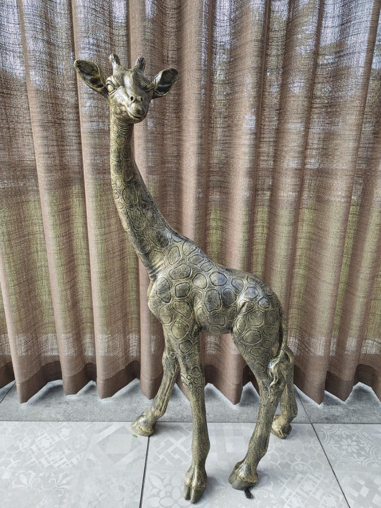 Giraffe beeld XL 120 cm goud tuinbeeld dierenbeeld, Tuin en Terras, Tuinbeelden, Dierenbeeld, Kunststof, Beeldenparadijs, Nieuw