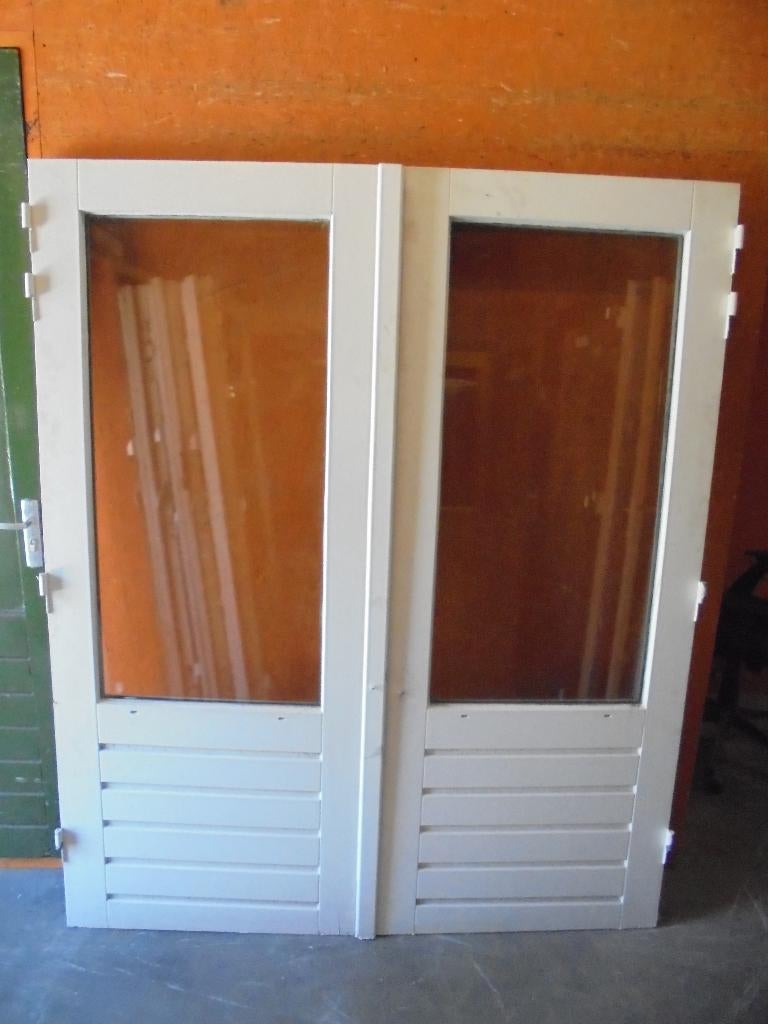 Partij gelijke sets openslaande buitendeuren, 161 x 193, Ophalen, 120 cm of meer, Minder dan 200 cm, Glas