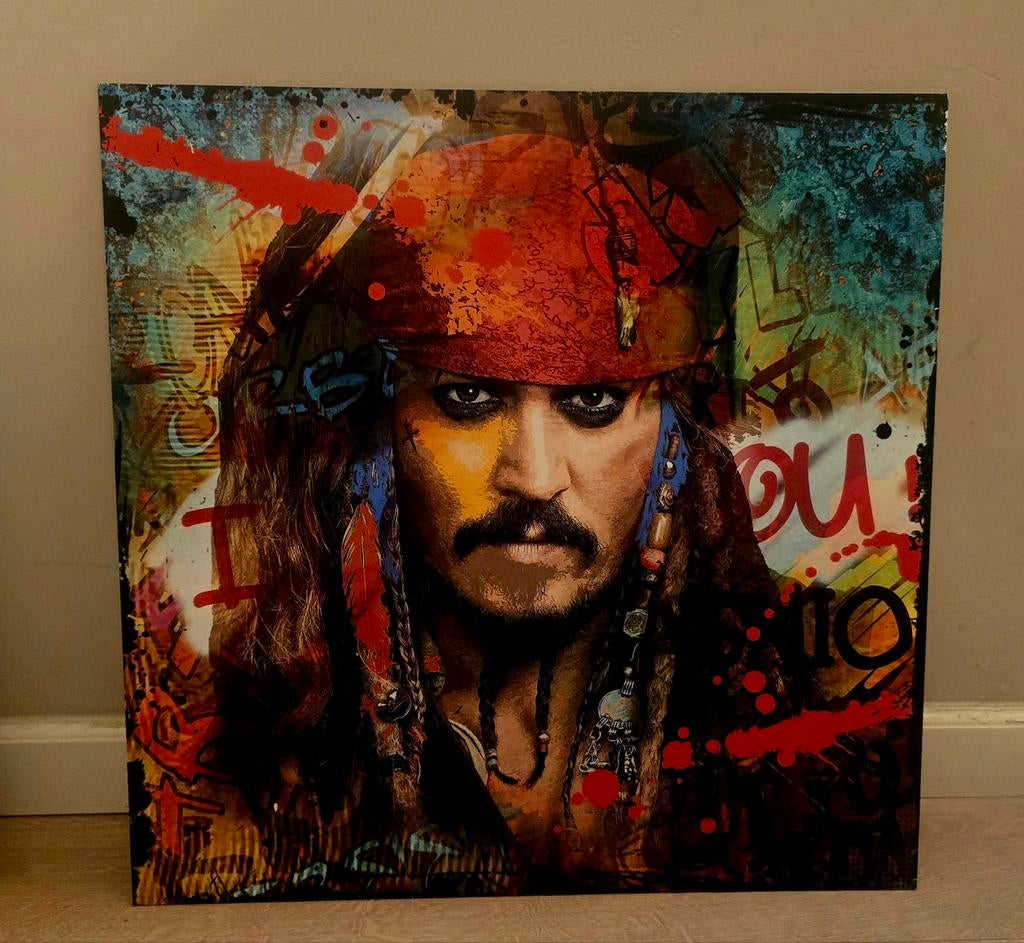 Johnny Depp als Captain Jack Sparrow Pop Art Canvas, Antiek en Kunst, Kunst | Schilderijen | Modern, Ophalen of Verzenden