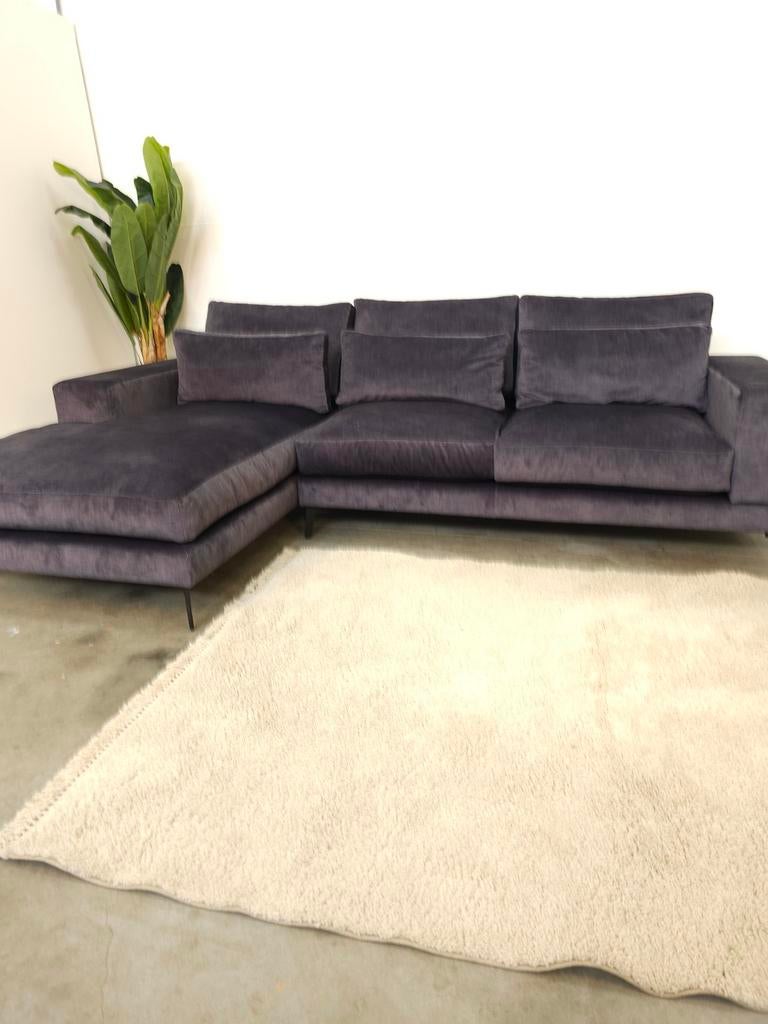 Zeer Luxe Hoekbank Velvet Blauw Nieuwstaat - Piet Klerx, Ophalen of Verzenden, Zo goed als nieuw, Stof, Piet Klerx