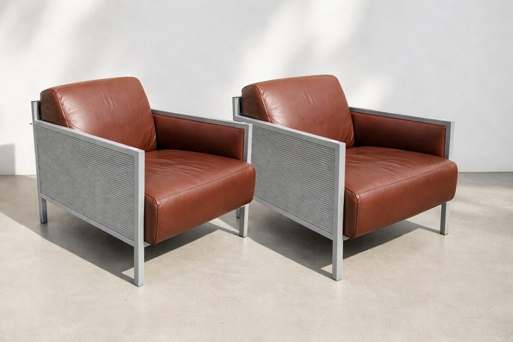 Harvink design fauteuils leer set van 2, Huis en Inrichting, Gebruikt, Ophalen of Verzenden, 50 tot 75 cm, Leer