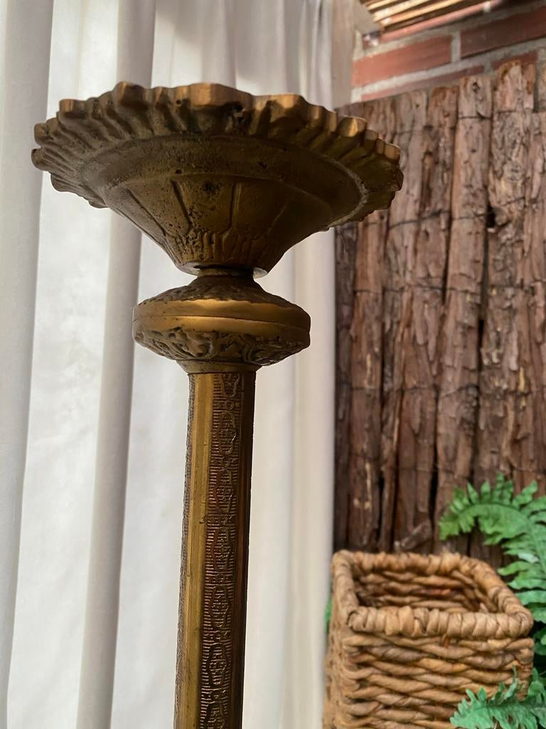 Antieke koperen kerk kandelaar 55 cm, Antiek en Kunst, Ophalen, Koper of Brons