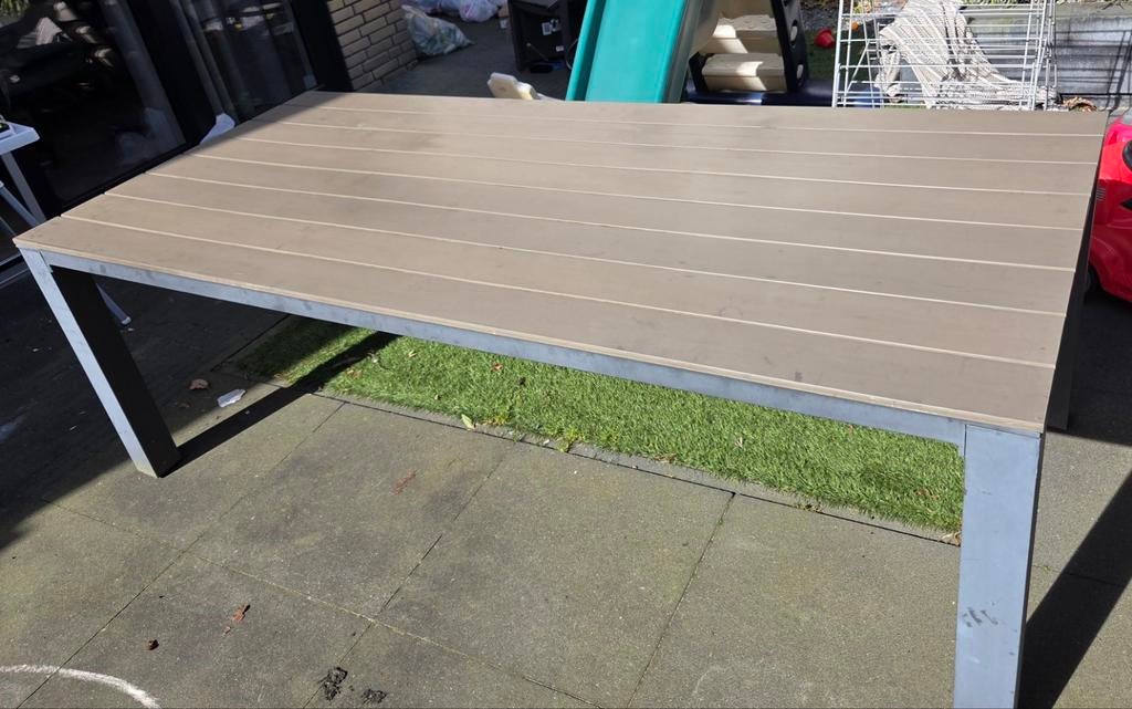 Tuintafel 220x100 cm - Polywood, metalen frame, Ophalen, Gebruikt, Rechthoekig, Kunststof