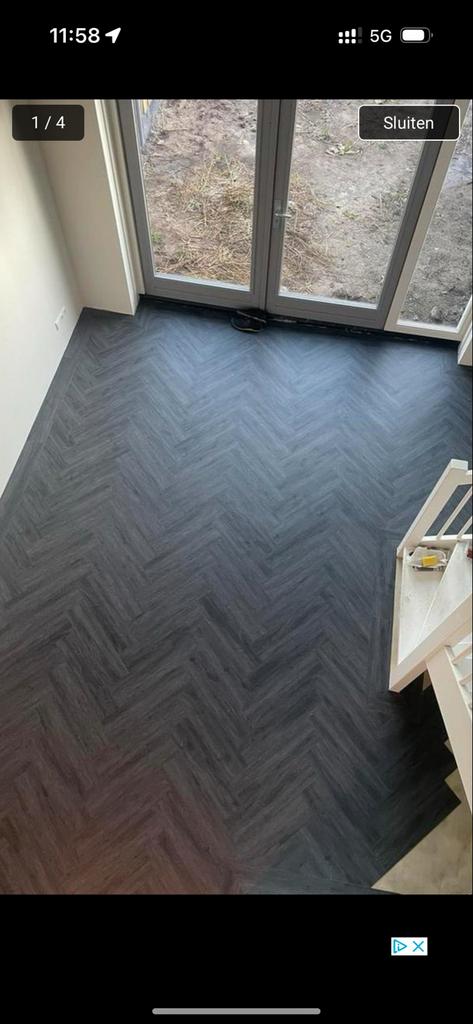 Pvc vloer donkergrijs visgraat, Ophalen, Nieuw, Grijs, Vinyl