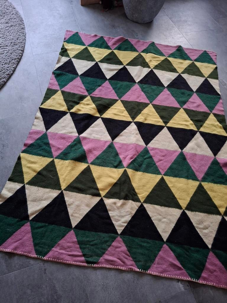 Wollen deken eenpersoons wol éénpersoons, 100 tot 150 cm, Ophalen of Verzenden, Zo goed als nieuw, Groen