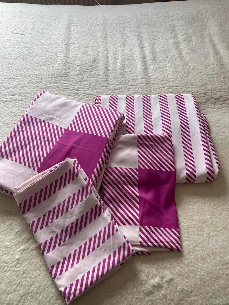 2 x 1 persoons Dekbedovertrek optidee Samt Satin Paars/Wit, Gebruikt, Eenpersoons, Ophalen of Verzenden, Paars