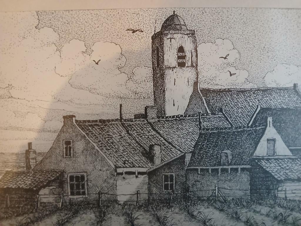 Ets Katwijk aan Zee - De Meelzak, Antiek en Kunst, Kunst | Etsen en Gravures, Ophalen of Verzenden