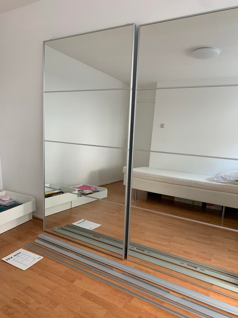 IKEA PAX AULI Spiegel Schuifdeur 2x2 meter, Huis en Inrichting, Woonaccessoires | Spiegels, Ophalen, 200 cm of meer, 125 cm of meer