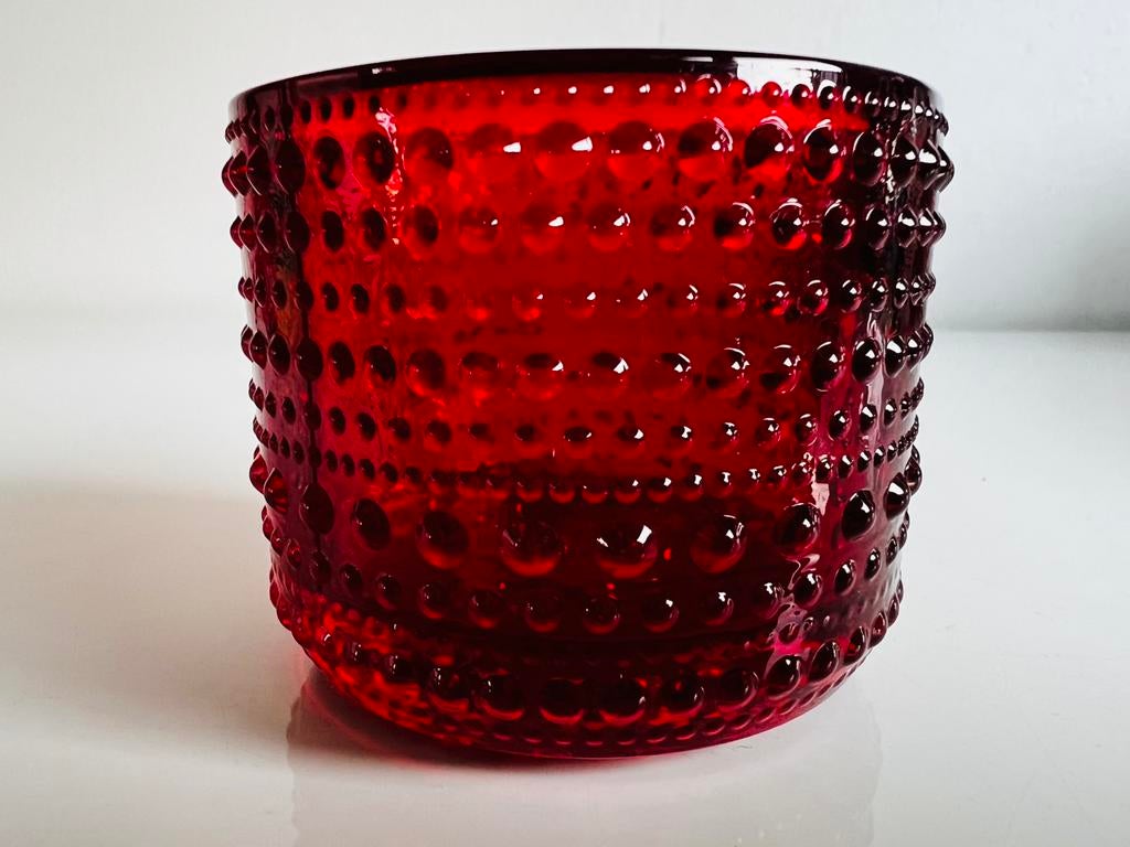 Iittala Kastehelmi Waxinelichthouder Red Punainen Toikka, Huis en Inrichting, Overige materialen, Ophalen of Verzenden, Zo goed als nieuw