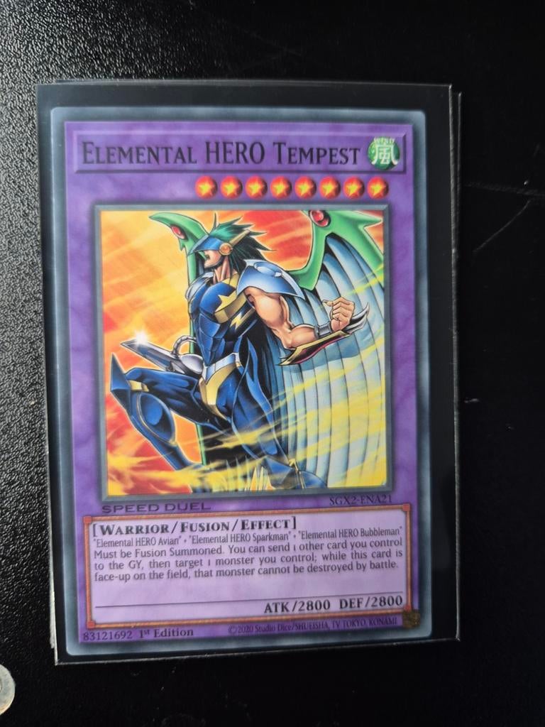 Yu-Gi-Oh! Elemental Hero Tempest - Speed Duel Kaart, Ophalen of Verzenden, Zo goed als nieuw, Losse kaart