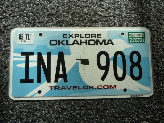Kentekenplaat licenseplate Oklahoma Explore USA, Verzamelen, Verzenden, Gebruikt, Auto's