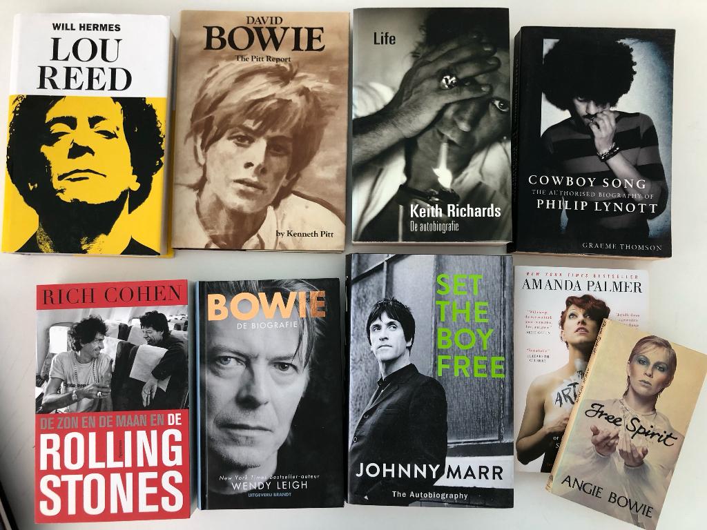13 x Bowie, Lou Reed, Stones, Johnny Marr, Phil Lynott, etc., Ophalen of Verzenden, Gelezen, Artiest