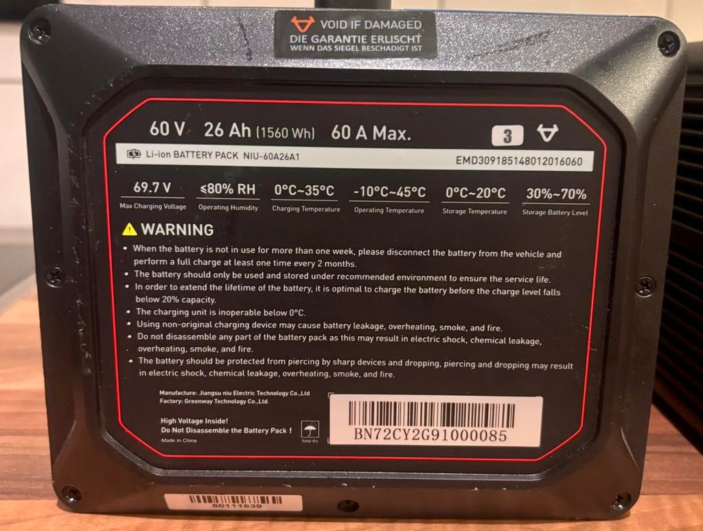 Niu Energy 60A3/26Ah Niu NQI GTS 2025 1000KM oud, Overige merken, Accu, 60A3/26Ah, Overige typen