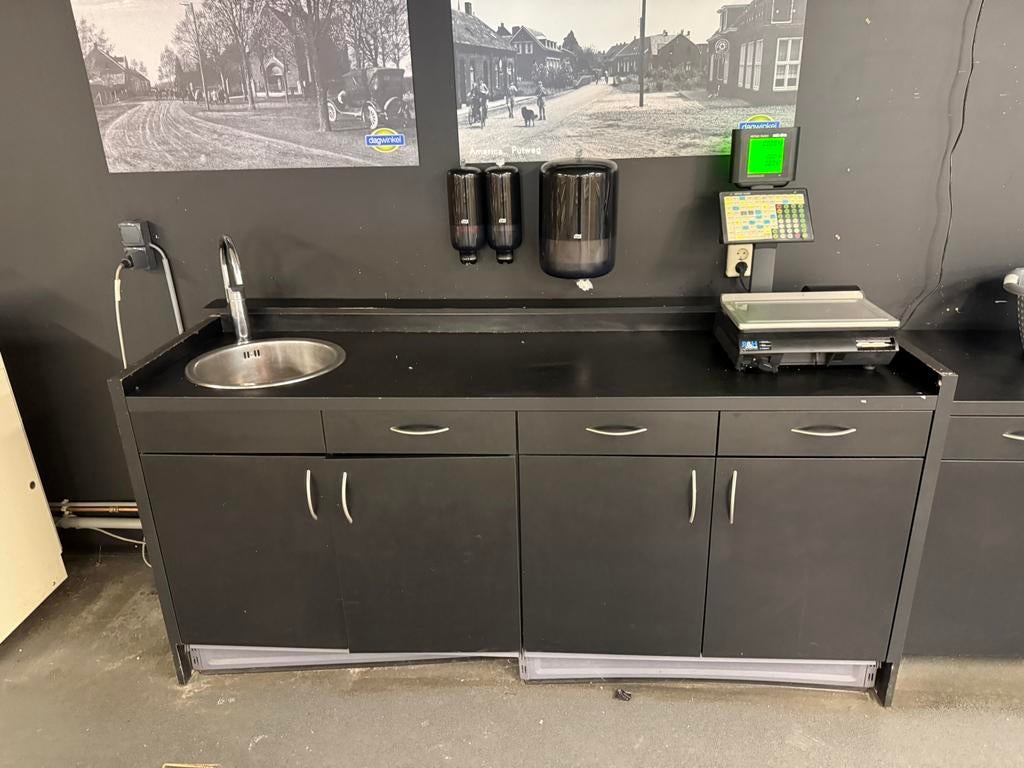 Keukenblok met lades, zwart, Ophalen, Gebruikt, 100 tot 150 cm, Zwart