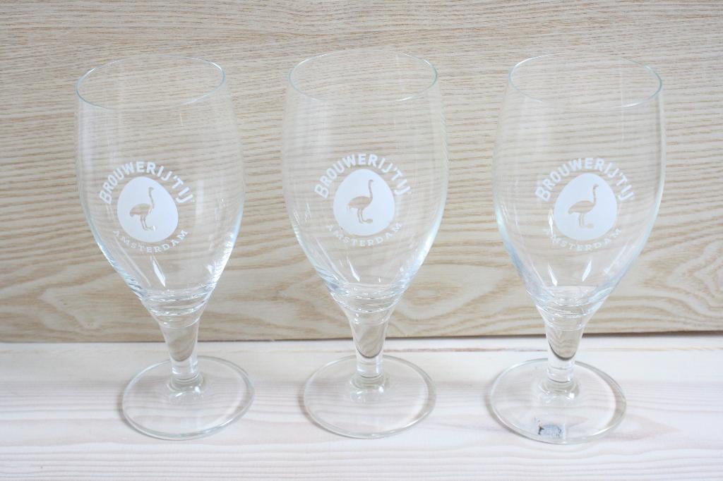 Drie bierglazen van Brouwerij 't IJ, Ophalen of Verzenden, Zo goed als nieuw, Glas of Glazen, Overige merken