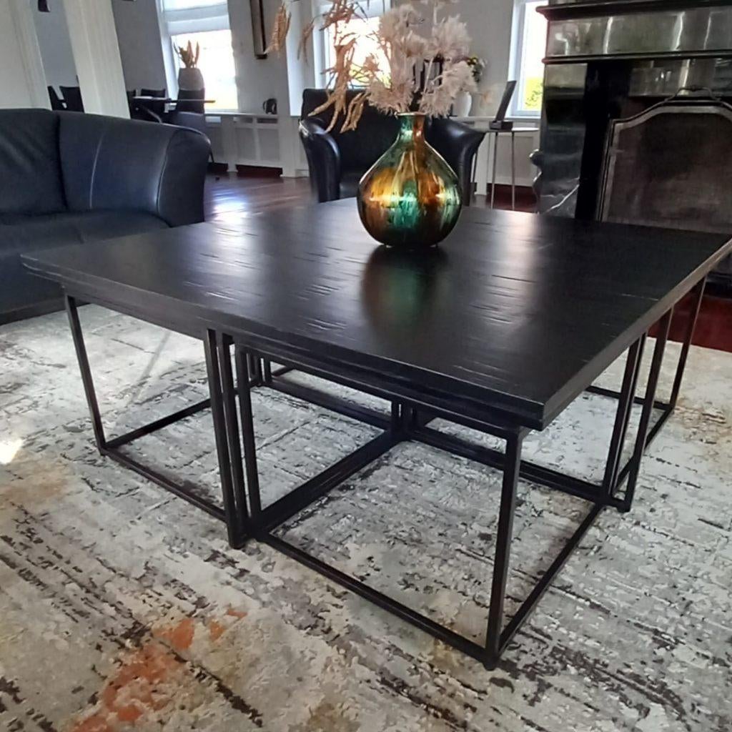 Luxe salontafel met 4 bijzet tafeltjes, Vierkant, Luxe / industrieel, Zo goed als nieuw, Minder dan 50 cm