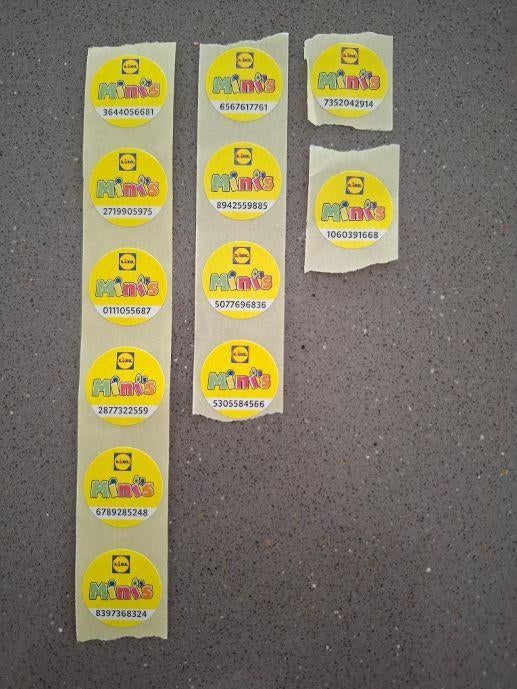 12 zegels van Lidl mini's, Lidl, Ophalen of Verzenden