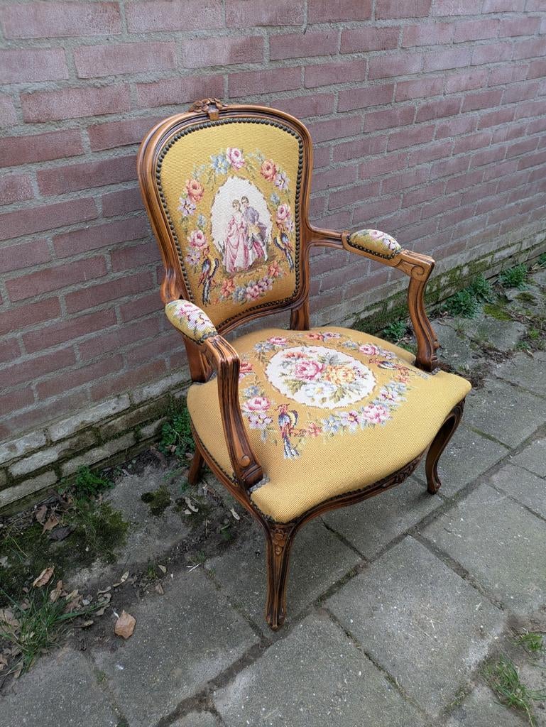 Antieke Stoel Fauteuil Vintage Louis XV Armstoel, Ophalen of Verzenden